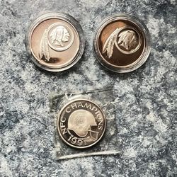 3 Collectible Washington redskins  Silver coins