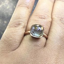 Green Amethyst Gems Rose Gold Plated Over Sterling Silver 