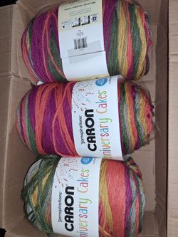3 BIG BALLS OF CARON ANNIVERSARY CAKES YARN, LIMITED EDITION