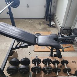 Home Gym With Dumbbells Barbells $250
