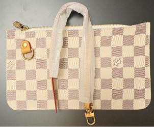 Louis Vuitton Neverfull MM Pochette Damier Azur Canvas In Mint Condition