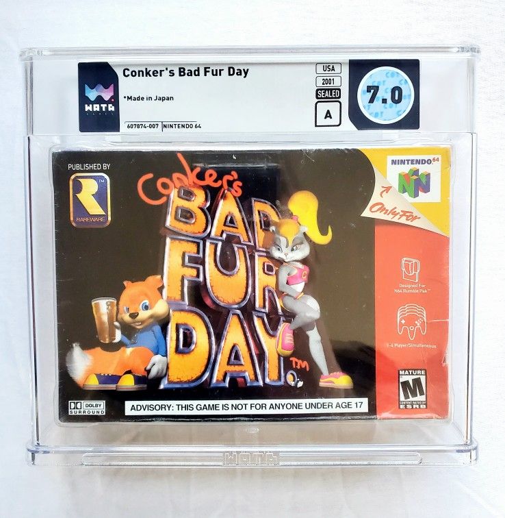 CONKER'S BAD FUR DAY N64 Factory Sealed WATA Graded 7.0 A Nintendo 2001 NEW Rare
