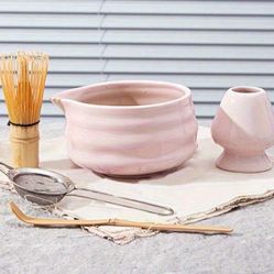 5pcs Matcha Whisk Set, Ceramic Matcha Set Includes Matcha Bowl, Matcha Whisk (Chasen) And Holder, Sifter, Bamboo Scoop, Matcha Kit For Mat