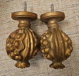 Pair of Gold Ornate Decorative Finials