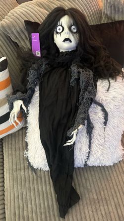 Halloween Creepy Button Eye Girl Hanging Figure from World Market