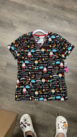 Christmas Scrub Top Small