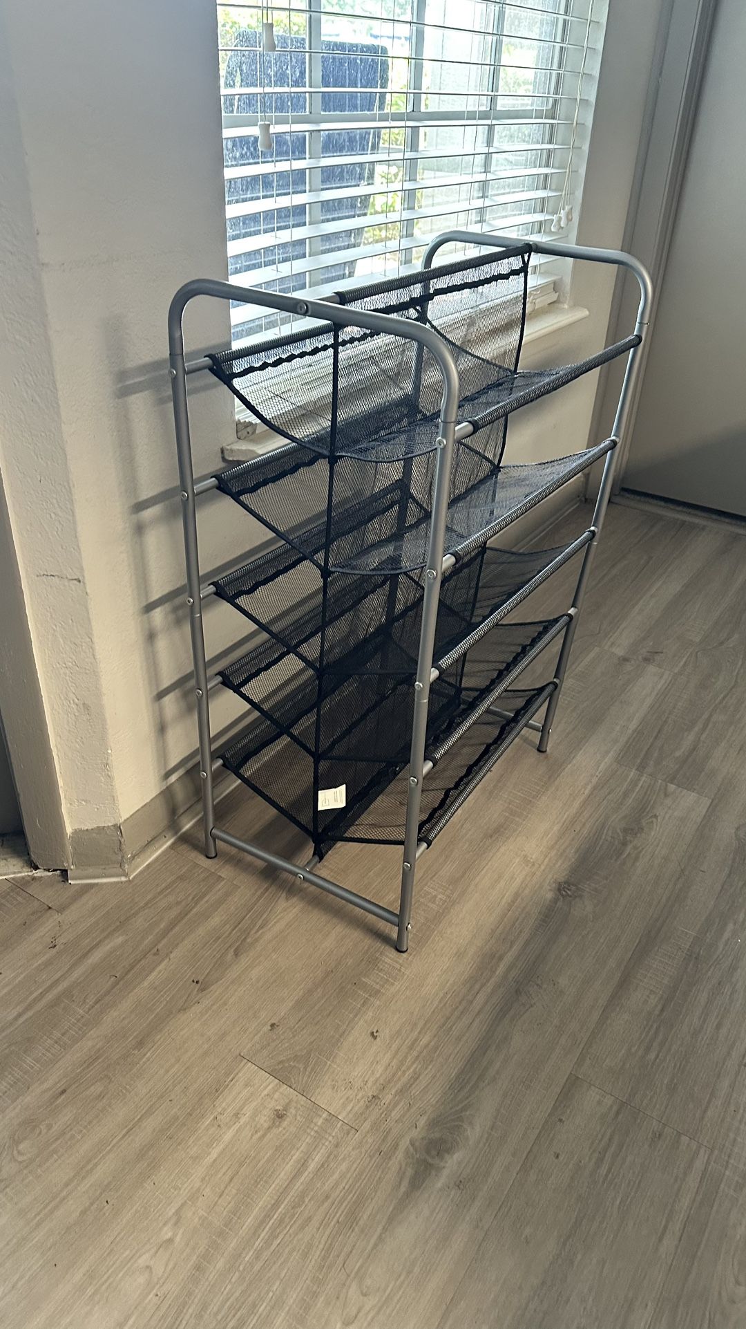 Large Mesh Shoe Rack – Fits 20 Pairs | Gray & Black | Space-Saving Design
