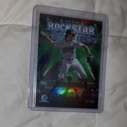 Jacob Wilson 97/99 Rockstar Rookies Green Refractor 2025 Bowman Chrome Baseball