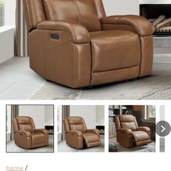 Isaac Genuine Leather Wall Hugger Power Recliner with Power Headrest