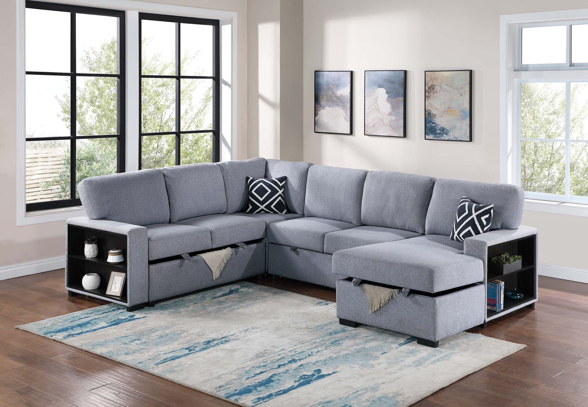 New Gray Sleeper Sectional Couch! Includes Free Delivery 🚚! Free Assembly!