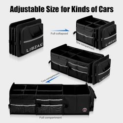 4 in 1 Car Trunk Storage Organizer Multi Compartment Collapsible