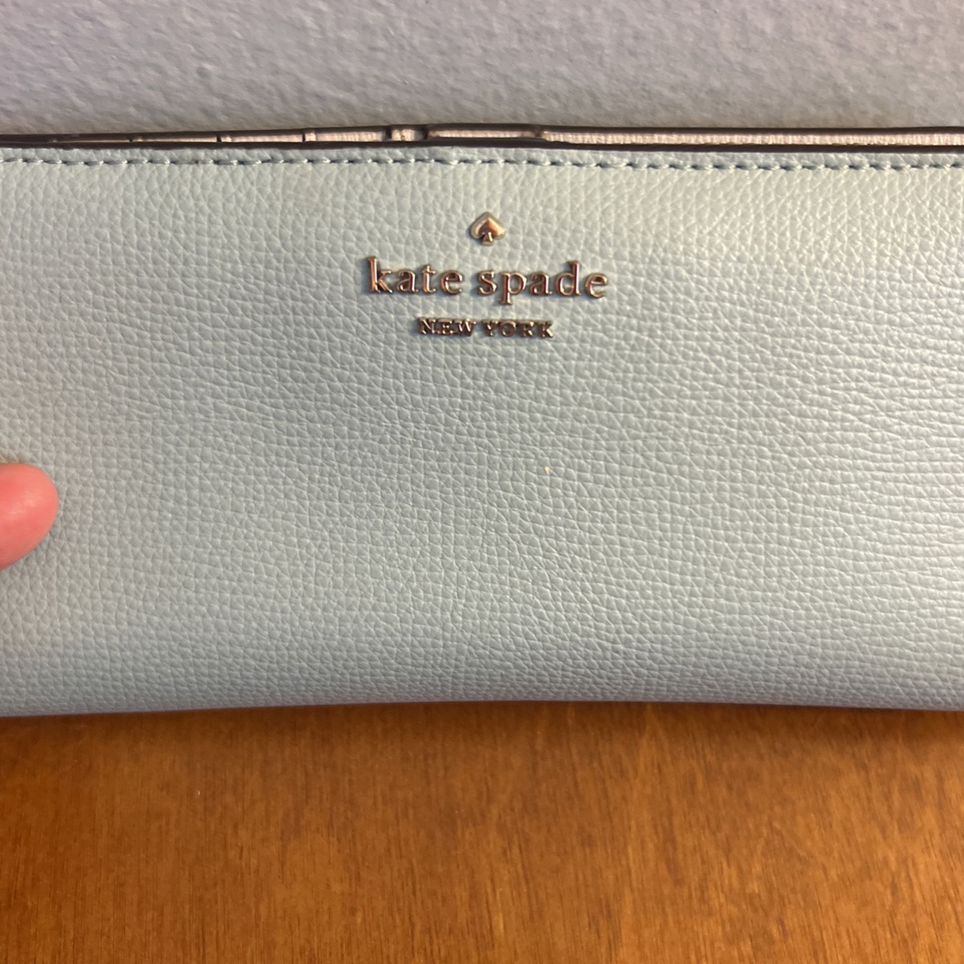 Kate Spade Light Blue Pebbled Wallet 