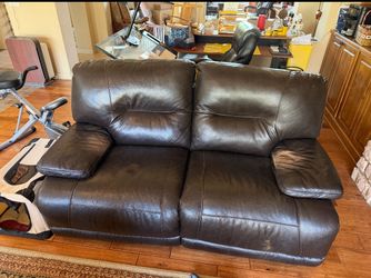 Leather manual recliner loveseat