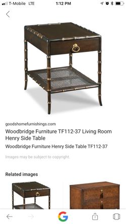 Antique furniture end table w/marble tile