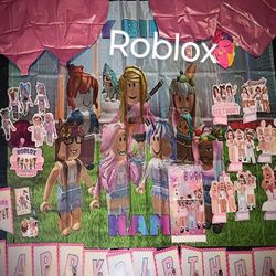 Girl Pink Roblox Birthday Party Decorations