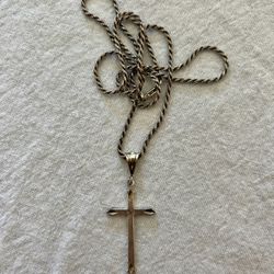 Silver Rope Chain w/ Cross Pendant