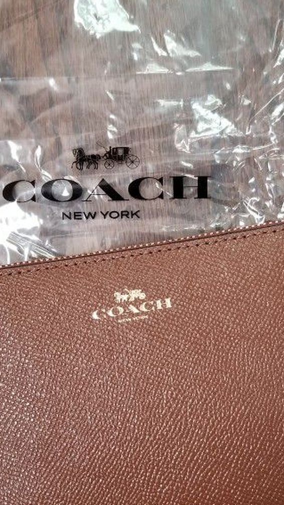 New Authentic Coach Crossgrain Leather Corner Zip Small Wristlet Wallet Purse F58032