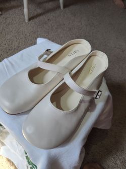 UBFEN Mary Jane Flats Cream Patent