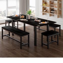 Black 6 Seater Table With Removable Leaf