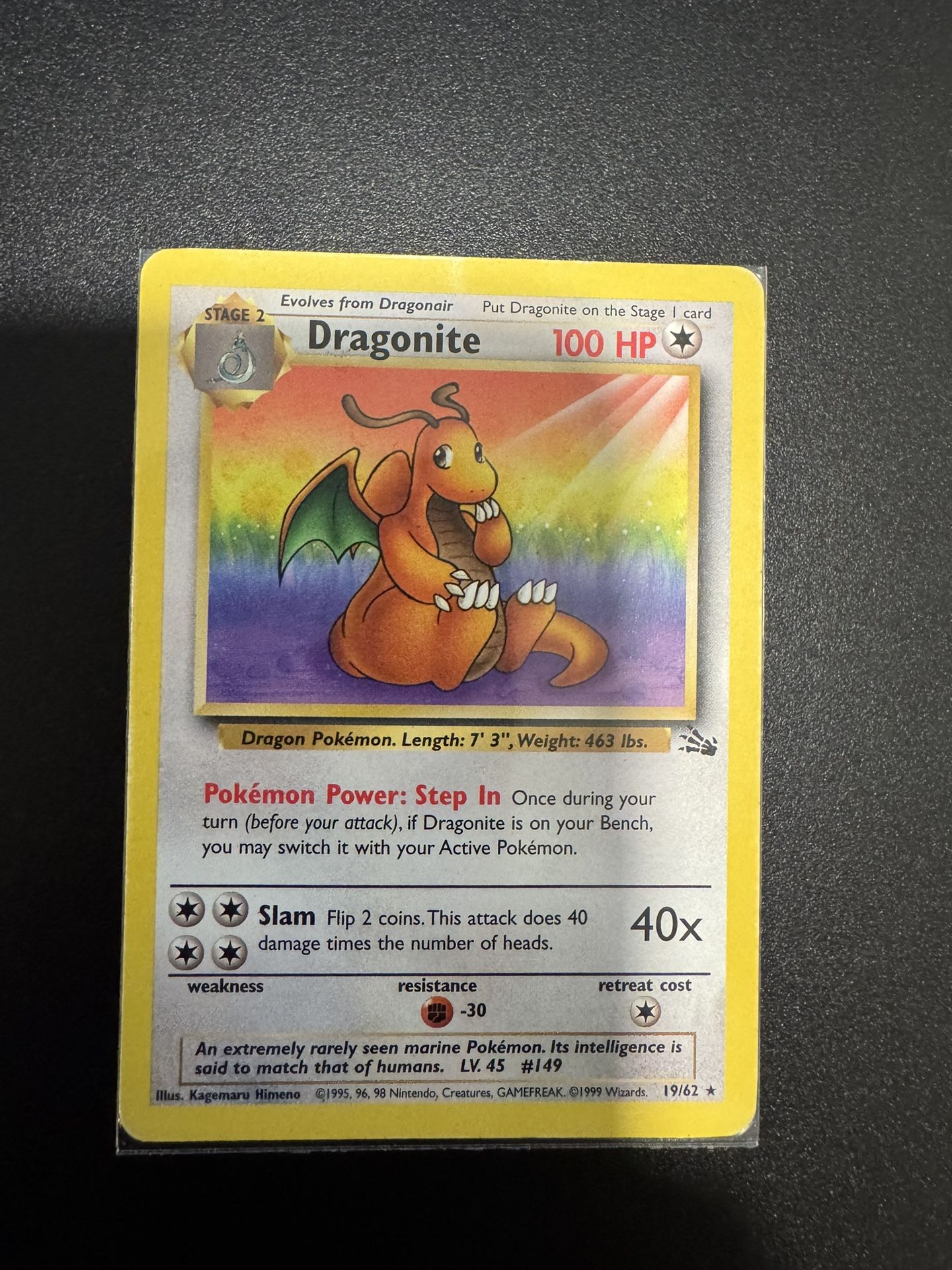 Dragonite 19/62 Fossil Collection Pokemon