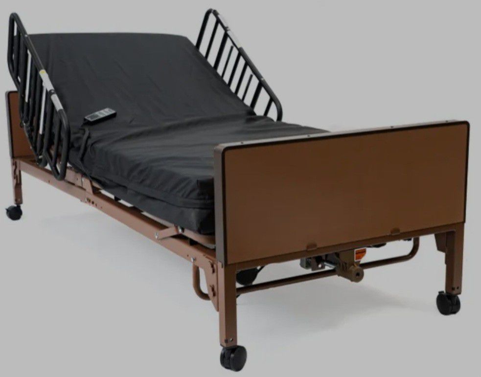 Twin Hospital Bed With Half Length Side Rails 