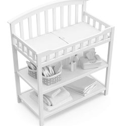 Graco Changing Table with Water-Resistant Changing Pad (White) – GREENGUARD Gold Certified, Multi Storage Nursery Changing Table for Infants and Babie