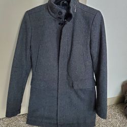 Mens Small Fitted Zara Winter Coat Jacket Parka 