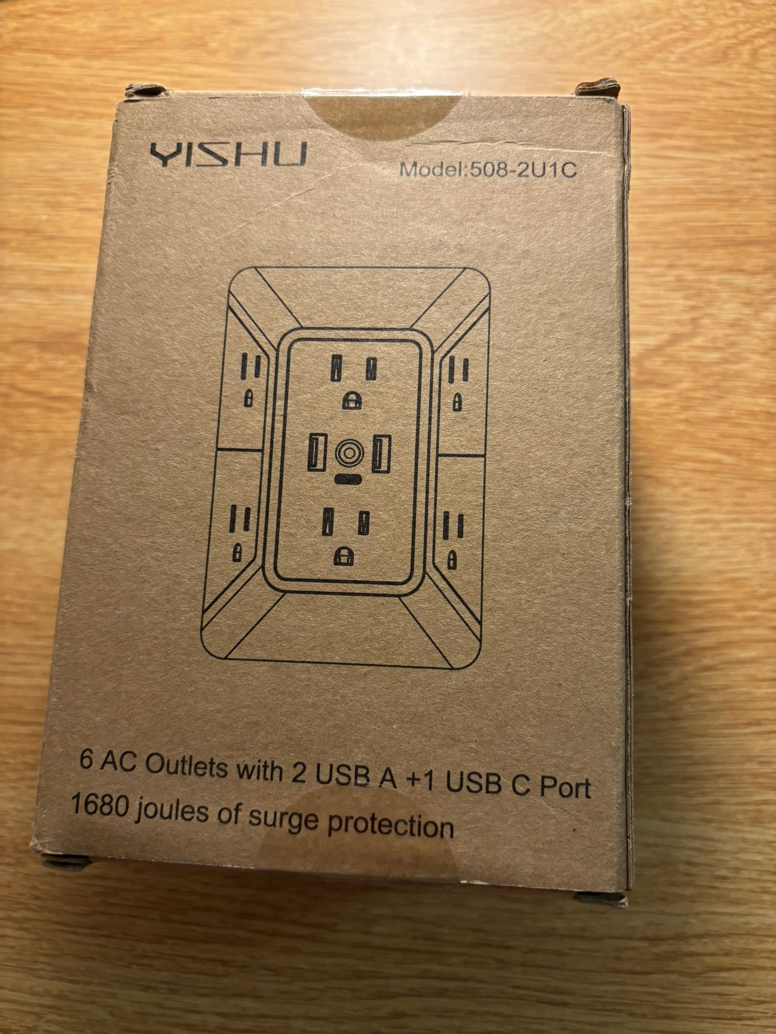 YISHU Multi Plug Outlet Surge Protector 6 Outlets, 3 USB Ports (1 USB-C), White
