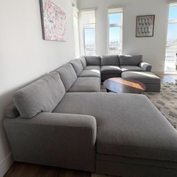 Large Grey Sectional & Ottoman