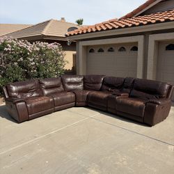 Leather Reclining Sectional Couch