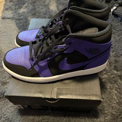 AIR JORDAN 1 MID BLACK/DARK CONCORD-WHITE Size 12