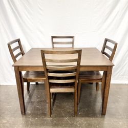 5 piece solid wood dining set, walnut *Free Delivery*