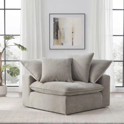 Fabric Corner Chair with 2 Pillows, Taupe