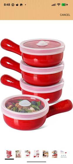 LE TAUCI Soup Bowls with Silicone Lids and Handles, 15 Oz French Onion Soup Bowls, Non-Toxic Ceramic Soup Crocks for Noodles, Stew, Cereal and Chilli,