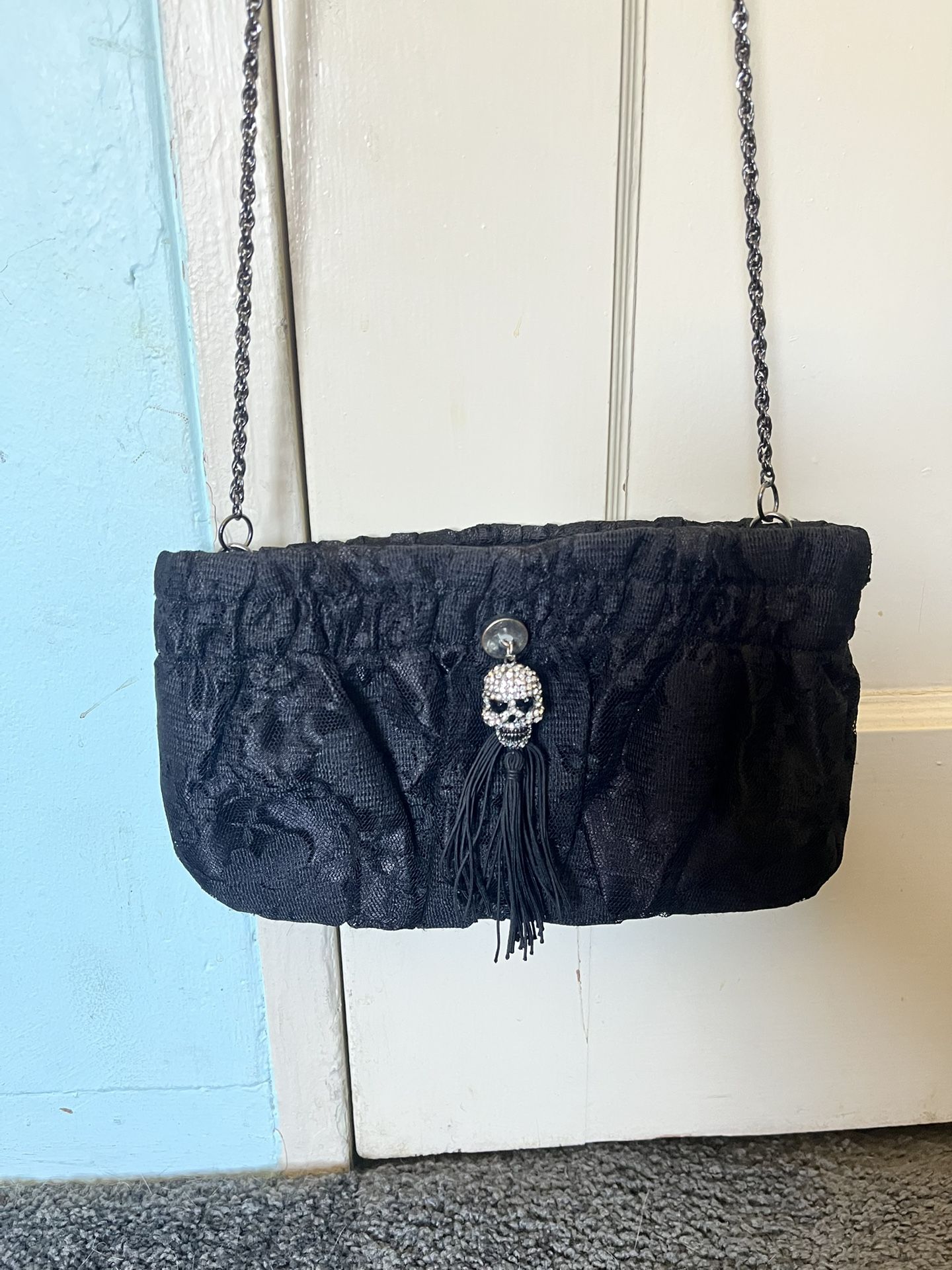 Betsey Johnson crossbody clutch, black lace