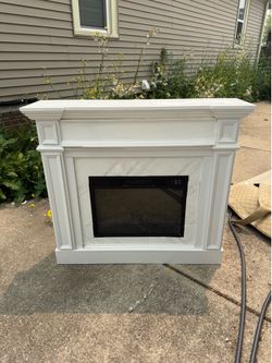 Brand-New White Electric Fireplace with Heater — $150 Firm — Pickup ASAP