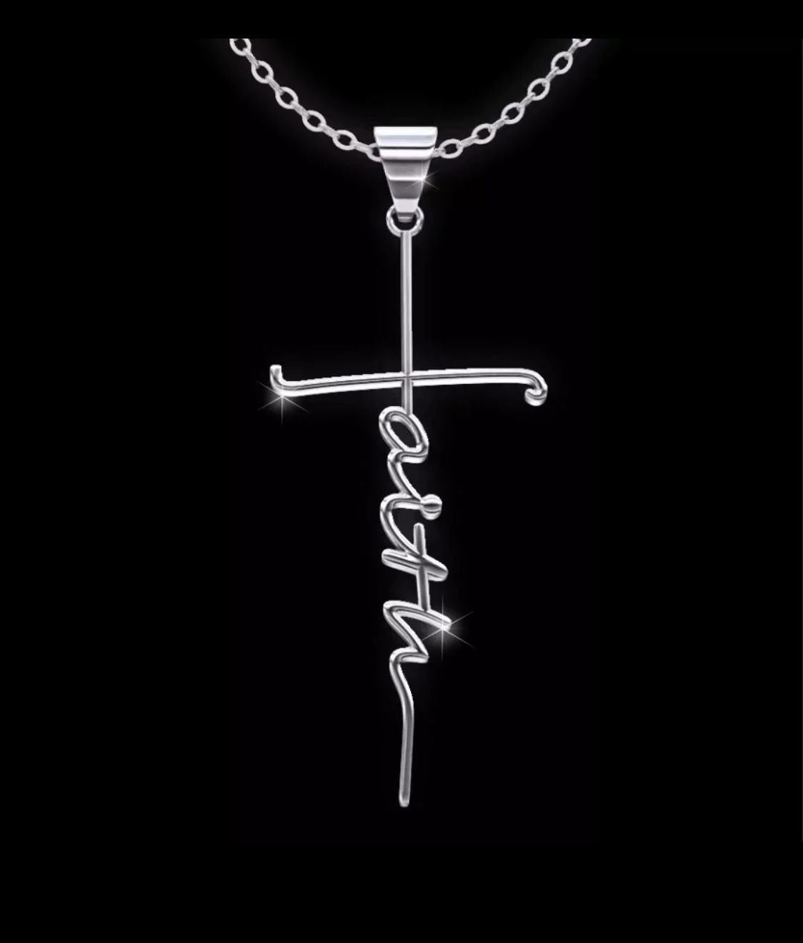 2 Items- Stainless Steel Faith Necklace & Keychain