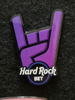 Hard Rock Collectible BET Purple Rock Hand Sign Pinback Lapel Pin