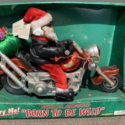 Vintage "Born To Be Wild" Christmas Santa Claus On Motorcycle Still in Box