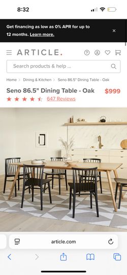 ARTICLE 86” SENO OAK DINING TABLE