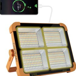 100W 10000LM Rechargeable LED Floodlight, Portable Lantern Work Light with Solar Panel, 16500mAh USB Rechargeable Lamp, for Camping, Building, Garage