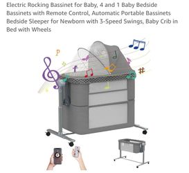 Electric Rocking Bassinet for baby, 4 in 1 Baby Bedside Bassinet with remote control
