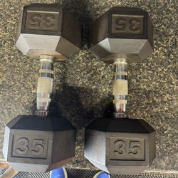 Dumbbells 30lbs 35lbs+bars