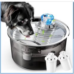 11-1 Pet Fountain for Large Dogs/Cats, 2.6 Gallon Pet Water Fountain Cat Water Fountain 10L Dog Water Bowl Dispenser with Stainless Steel Filt