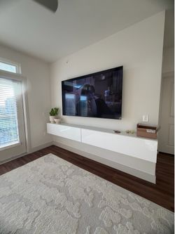 White media console entertainment center tv stand