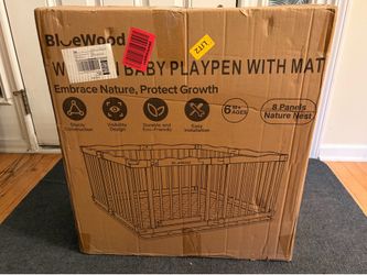 Wooden Baby Playpen with Door – Foldable & Adjustable Safety Fence (50” x 50”)