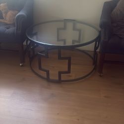 Round Glass Coffee Table For Sale 