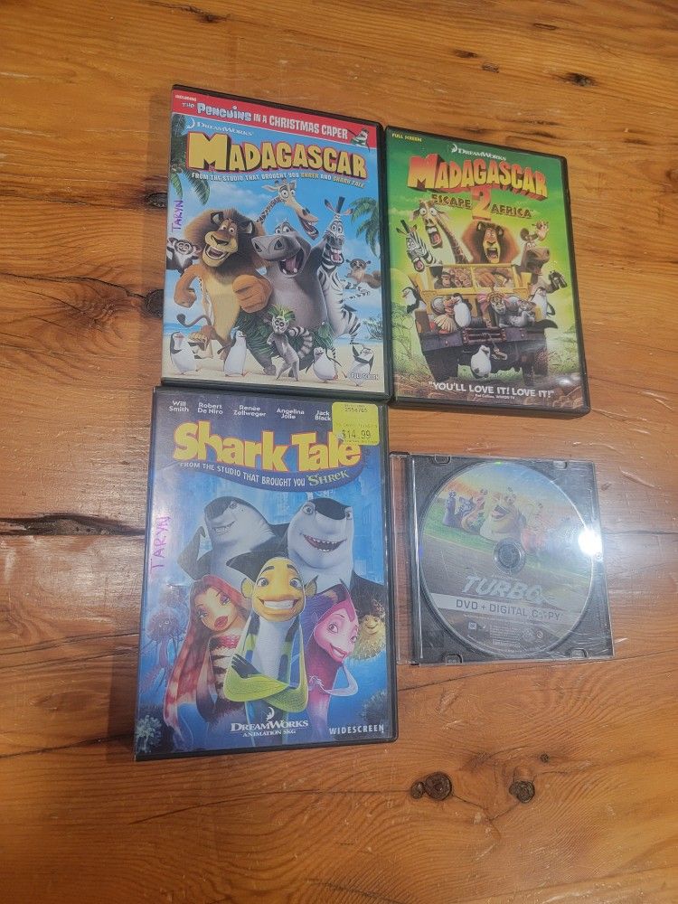 Madagascar 1 & 2, Shark Tale, And Turbo DVDs ~ Animated, DreamWorks, Wide & Full