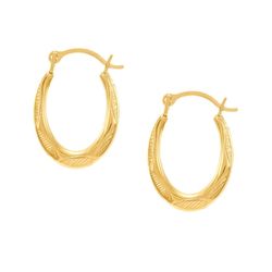 Small Oval Huggie Hoop Earrings in 10k Gold