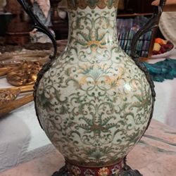 Antique Porcelain And Bronze Vase 